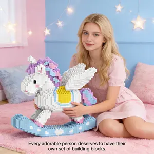 Cute Unicorn 3D Puzzle Building Block Decoration, Bookshelf Home Office Cabinet Decor, Party Living Room TV Stand Display