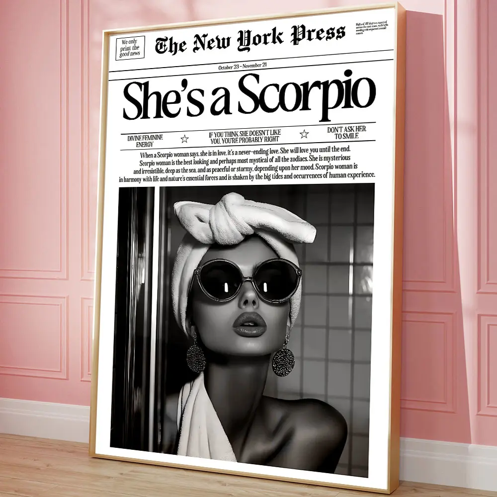 Scorpio Zodiac Sign The New York Press Poster Wall Art Girly Horoscope Astrology Decor Cute Newspaper Magazine New York News Fashion Poster Photo Print