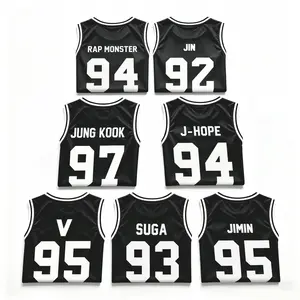 BT21 Members Number Basketball Jersey Jin 92 Suga 93 RM 94 J Hope 94 Jimin 95 V 95 Jungkook 97 Sleeveless Tank Top Kpop Fan Shirt Unisex Loose Fit Breathable Cotton Black Streetwear Concert Outfit Gift,Casual Streetwear, Summer Fitness Top