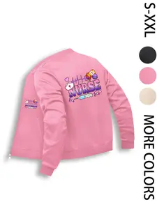 Women's Nurse Jacket, Lightweight Outerwear Long Sleeve Zipper Coat, American Street Graphic Print Design, All Seasons Fitted Perfect Fit, Casual & Street Style