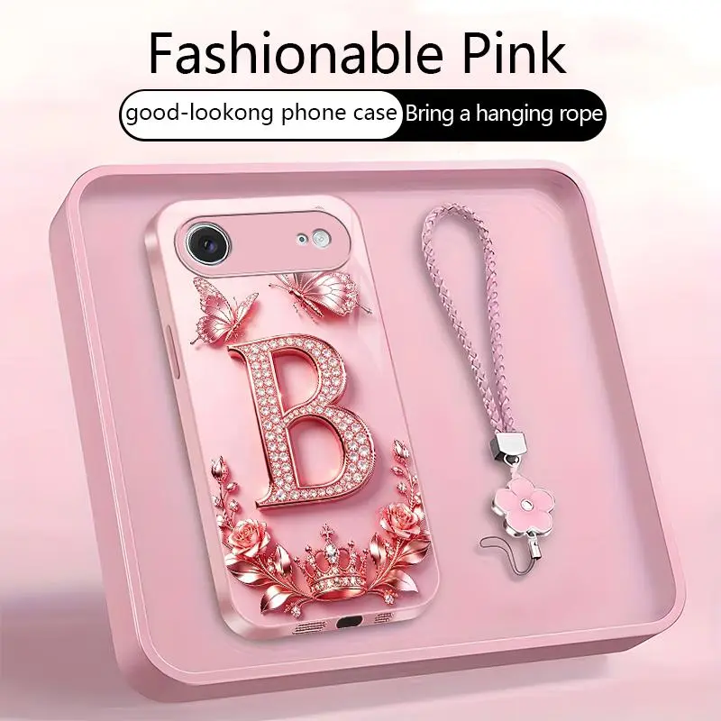 YM99 Model Phone Case for iPhone 17 Air, High-End Stylish Letter-Patterned 2D Printed Mobile Phone Accessory, Full Coverage Protection, Includes Lanyard, Free Shipping