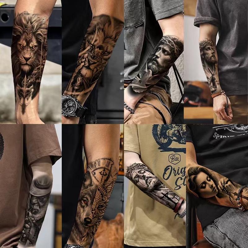 76 Sheets Large Black Temporary Tattoo Stickers - Tribal Wolves, Tigers, Lions, Snakes, Skulls, 12 Fake Tattoo Stickers for Men & Women Arm Designs 76 Sheets Large Black Temporary Tattoo Stickers - Tribal Wolves, Tigers, Lions, Snakes, Skulls, 12 Fake Tattoo Stickers for Men & Women Arm Designs