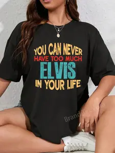 100% cotton Funny Elvis Personalized Tshirt First Name Joke Item T-Shirt women graphic shirts