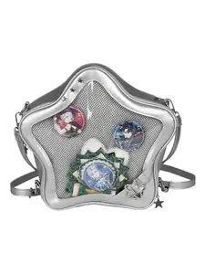 Faurala Kawaii Star-shaped Ita Bag For Girls, Pins Display Adjustable Crossbody Bag with Insert Y2k Aesthetic Cute Handbag for Anime Comic Con