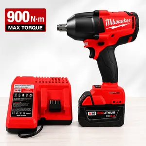 Milwaukee 18V Cordless Electric Wrench Brushless Impact Wrench 900N.M 12.0Ah Battery Set for Construction & Woodworking