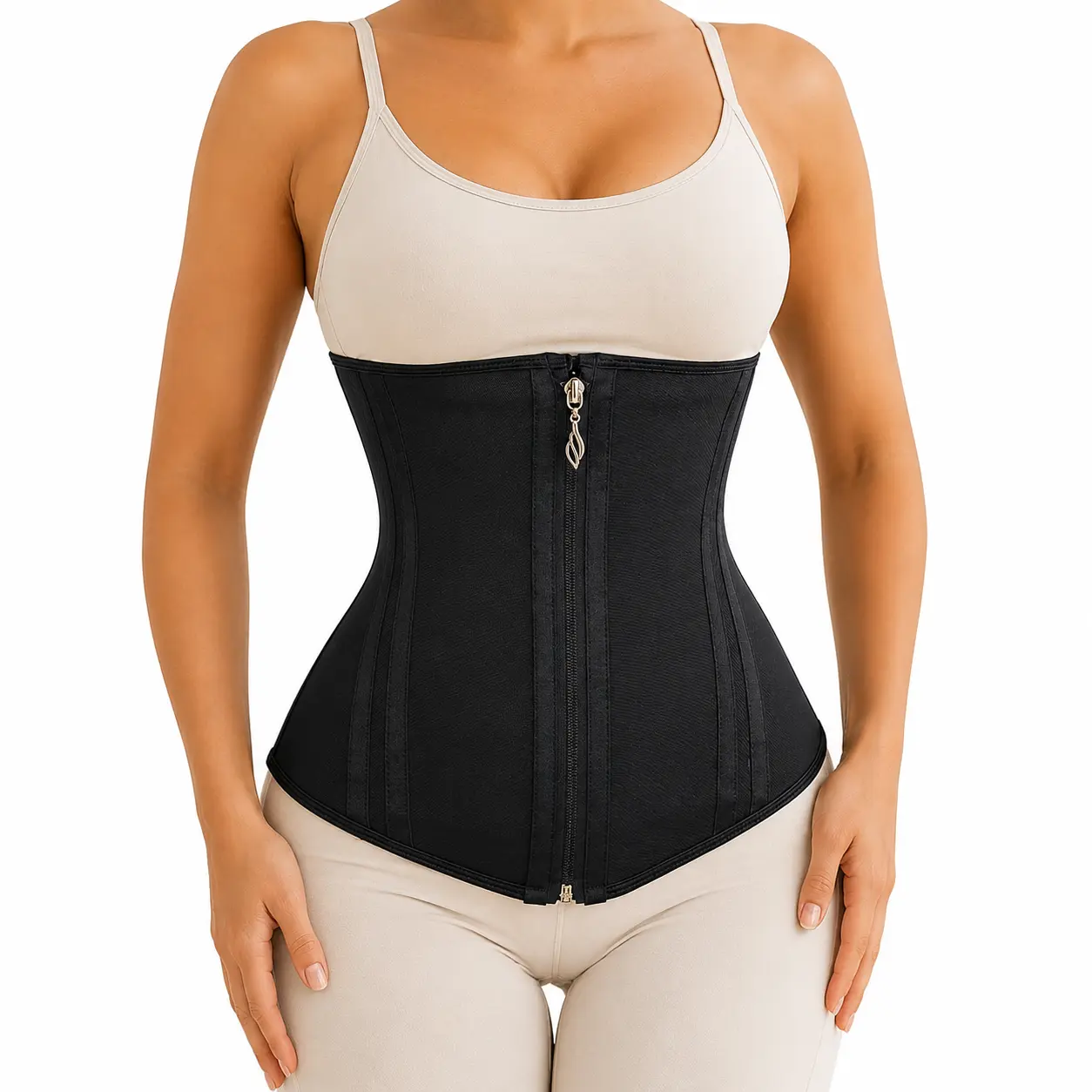 Quishaper Waist Cincher for Women Shapewear Workout Girdle Tummy Control Shaper Slimming Trainer Corset with Zipper Faja | Inner 3 hooks outer zipper,anti-roll 19 bones support