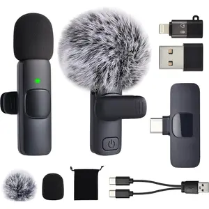 USB C Phone Microphone for iphone Android Tablet ipad PC Wireless Lavalier Mini Mic for Content Creator Video Recording Vlogging Youtube Podcast Interview Usbc Microphones Small Mics Black