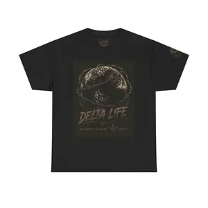 Delta Life Graphic Tee — Vintage Earth Globe Band Shirt
