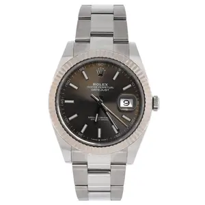 Pre-owned Rolex Oyster Perpetual Datejust Slate Automatic Watch Stainless Steel and White Gold 41 by Rebag