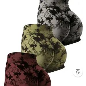 3pack tie dye print high waist sport shorts
