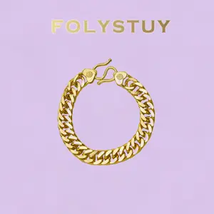 《W173》Chunky Curb Link Hoop Earring | 25mm Statement Cuban Chain Earring | Stand-Out Ear Jewelry