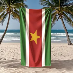 Vibrant Suriname Flag Design Quick Dry Oversized Microfiber Beach Towel, Large Sand Proof Absorbent Travel Towel for Beach Pool Vacation Camping, Lightweight Essentials for Adults Men Women.