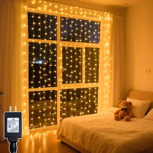 200 LED Curtain String Lights 9.8*6.6FT Plug-in with Timer 8 Modes, Waterproof Fairy Lights for Window Wall Bedroom Wedding Party Indoor Outdoor Christmas Decor
