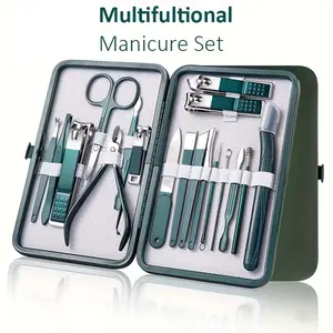 Professional 7/10/12/18 Piece Nail Care Kit Stainless Steel Manicure & Pedicure Set with Travel Case for On-the-Go Care