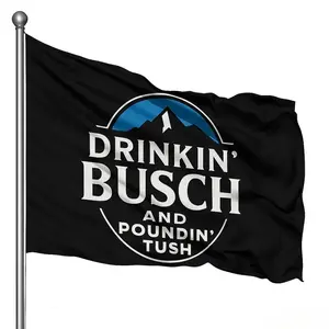 Funny Drinkin Buschh and Poundin Tush 3x5 wall decor banner gift husband garage man cave hunting Tapestry seasonal Patriotic American Flag Banner
