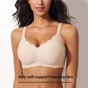 HULILY Women Seamless Bras No Underwire Scalloped Push Up Bras Soft Wireless Comfort Bralettes Full Coverage Bra Everyday Bra Womenswear Adjustable.Tshirt Unpadded Bras Basic Bras DeepV Sport Convertible Bra Buttery Soft Plus Sizes Bras Invisible Bralette