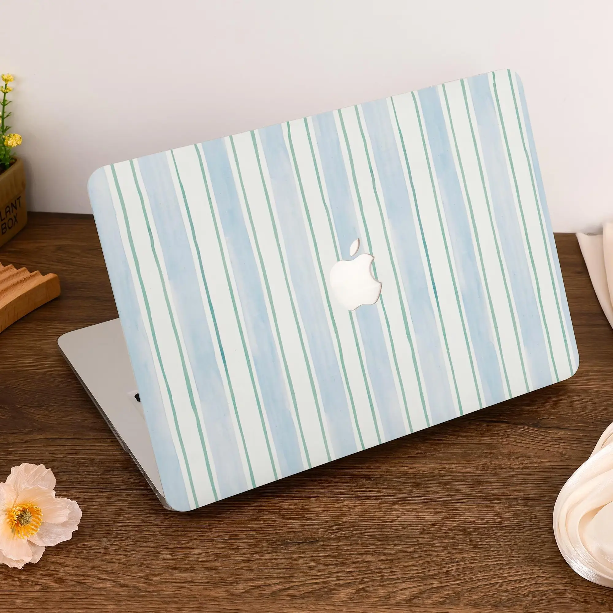 Blue White Stripe Cover MacB Case for MacB Air 15 13, MacB Pro 16 14 13 Inch,  MacB Protective Case Cover