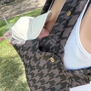 Ergonomic Geometric Houndstooth Checkerboard Baby Backpack Carrier, Breathable Cotton Blend, Adjustable 3-Position Criss Cross Straps for Weight Distribution, 3m+ 7-40 lbs Newborns/Toddlers, Unisex Spine-Safe Portable Hands-Free Travel Gear for Moms