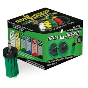 1in Green Brush - Medium Stiffness - Long Bristles - Kitchen Spot Cleaning | 1in-L-G-QC-DB