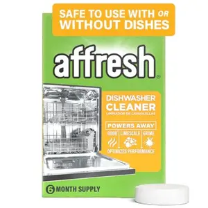 Affresh Dishwasher Cleaner, Helps Power Away Odor Causing Bacteria, Limescale, Mineral Deposits & Grime Inside Pump, Tub & Hoses, 6 Tablets, 6 Month Supply