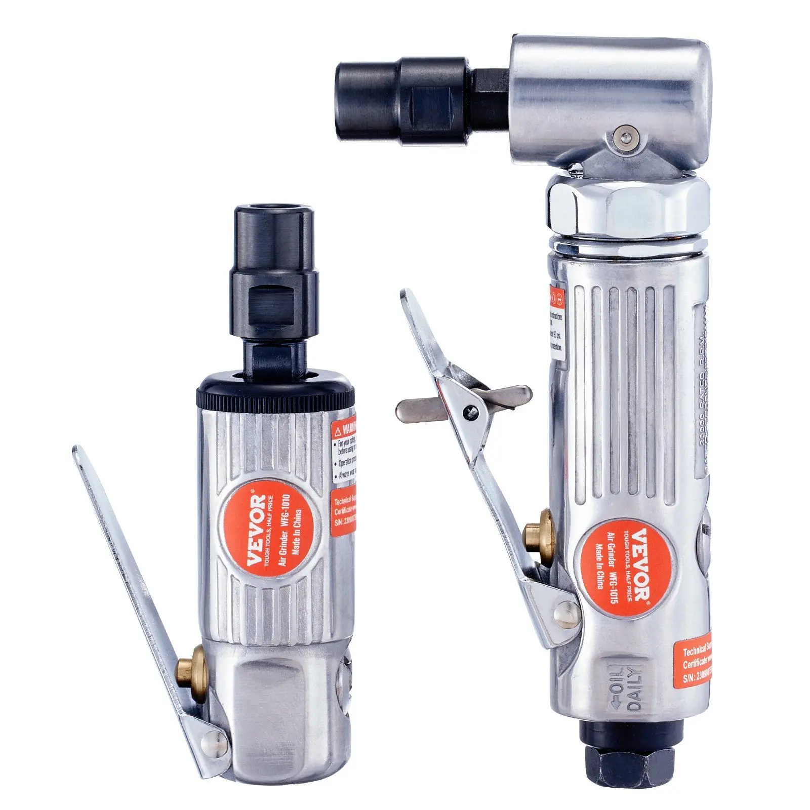 VEVOR Air Die Grinder Kit - High RPM Grinding Machine with 10PCS Single Cut Carbide Steel Burr Set, Right Angle Power Tool, Lightweight Ball Bearing, Safety Lock, Single Hand Operation for Grinding, Deburring
