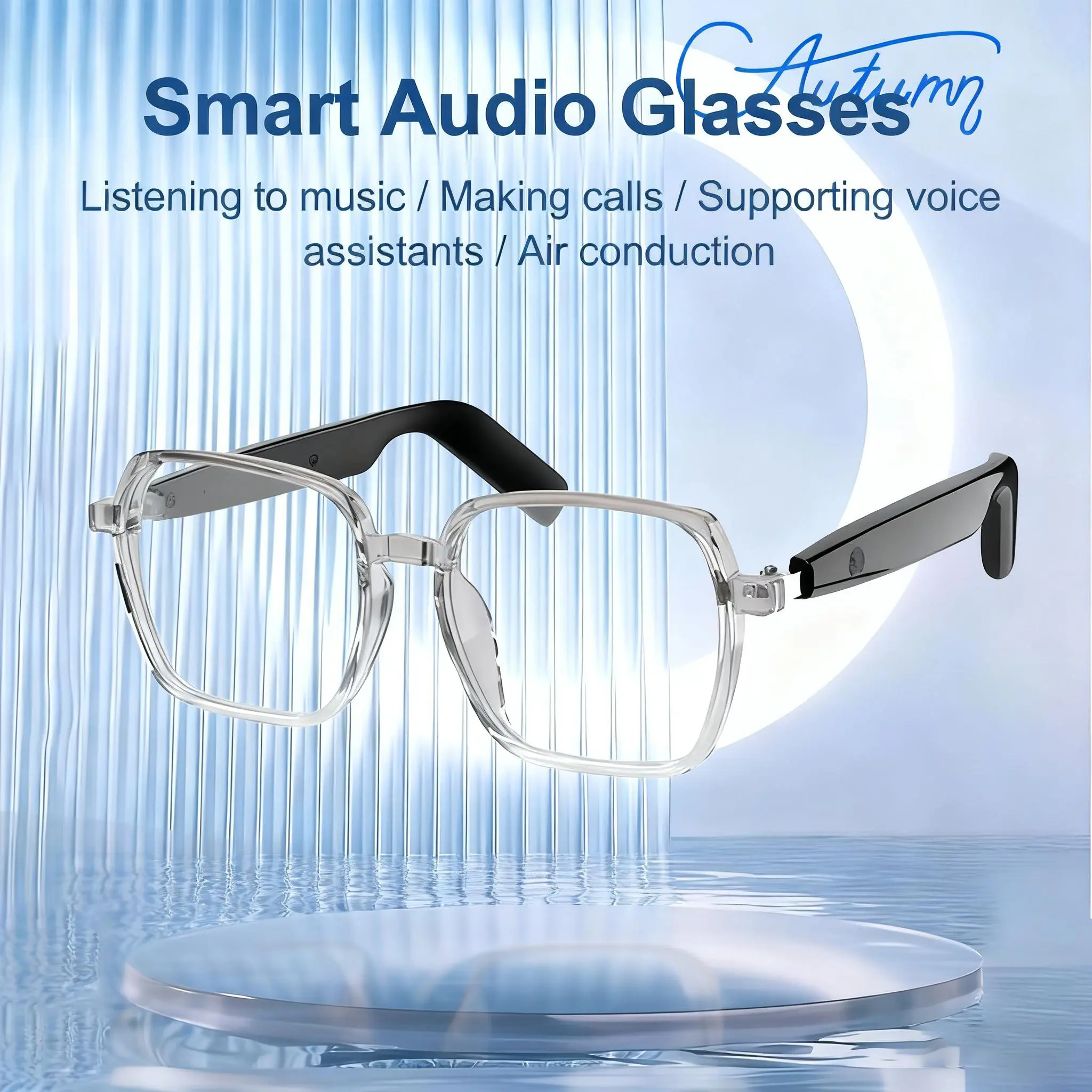 SG22 Unisex Smart Bluetooth 5.4 Audio Glasses - Adult Sports/Daily Use, Touch Control, UV400 Protection, Sweat-Water Resistant Wearable Device, Smart Music Glasses, Wireless, Cleaning Cloth, Glasses Pouch