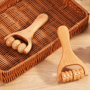 Wooden Massager Foot Massage Hand Push Roller Slingshot Shoulder Neck Waist Head Face Plastic Massager
