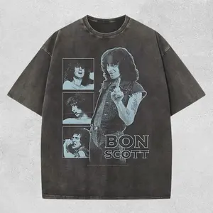 Classic Bon Scott Shirt Retro Music Legend Graphic Tee Soft Cotton
