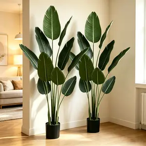 6FT Artificial Bird of Paradise Plant, Lifelike Silk Faux Floor Tree with Planter, Fake Tropical Potted Plant for Living Room Office Bedroom Indoor Home Decor