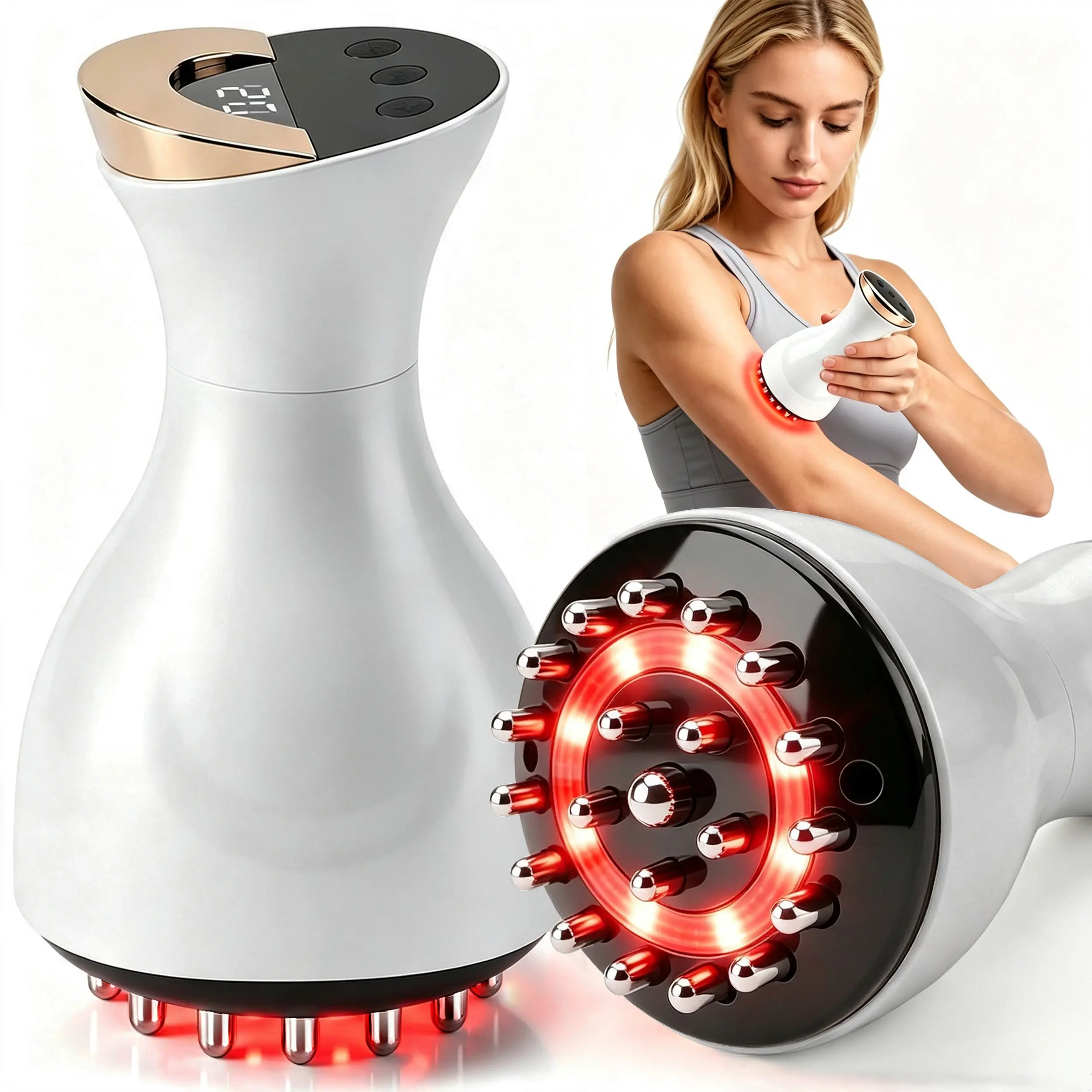 Meridian Brush with Heating & Vibration, Portable Wireless Electric Meridian Brush for Full-Body Careon Neck,Back,Arms, Waist, Belly & LegsFirming, Great Gift for Family and Friends