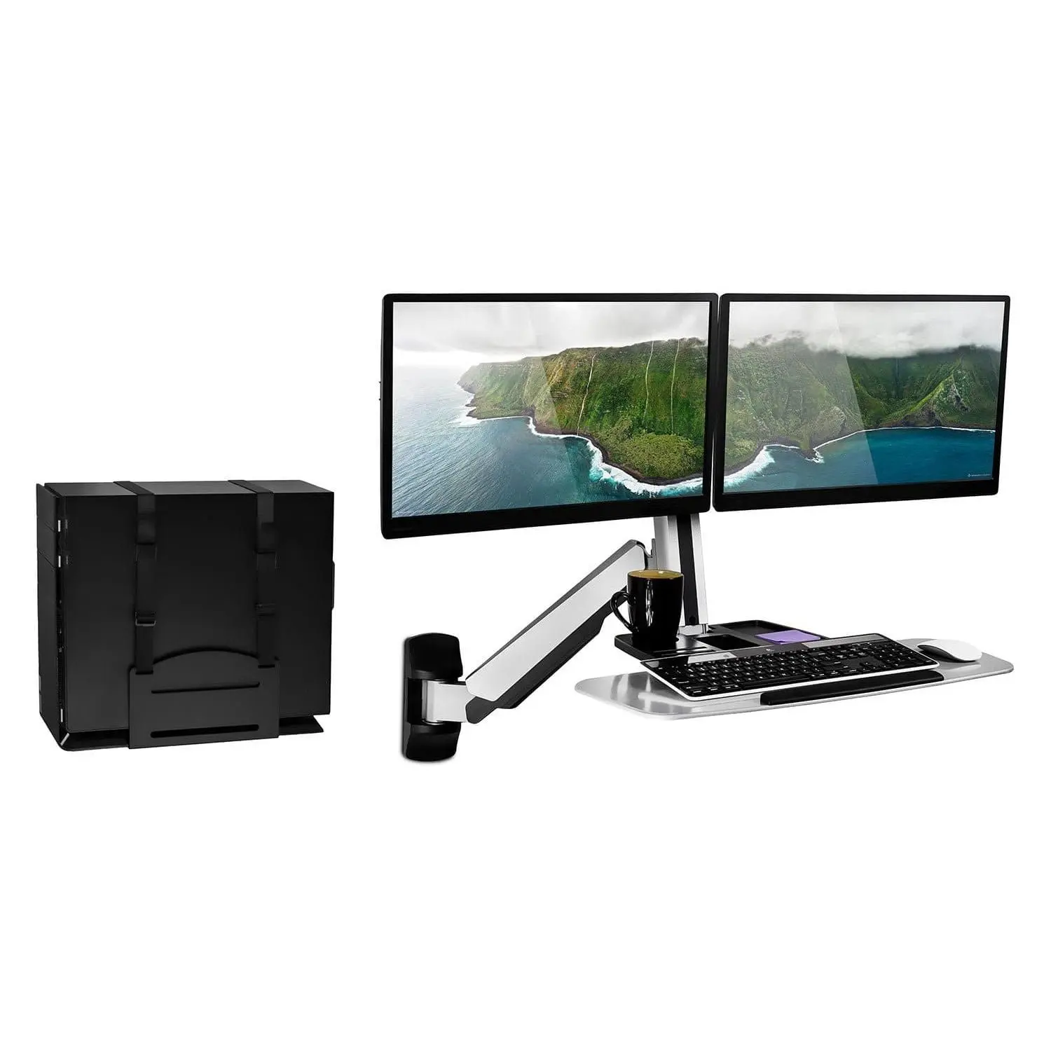 Mount-It! Wall Mounted Dual Monitor Workstation