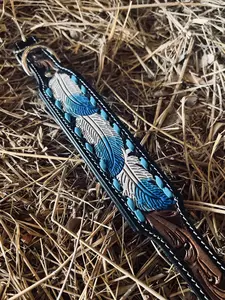 Tooled Dog Collar-Feathers