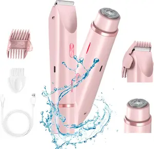 Buy 2-in-1 Hair Trimmer Get FREE Electric Nose Trimmer — Cordless Body & Facial Hair Remover for Women, Rechargeable & Waterproof for Bikini, Underarms, Legs