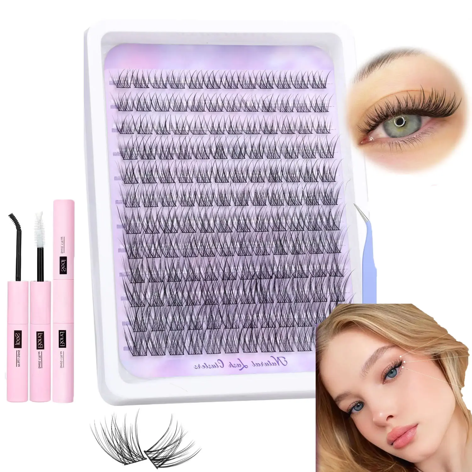 Natural Look Lash Clusters, Wispy Individual Lashes, Thin Invisible Band Comfortable All Day Wear, Soft Lightweight Fiber, DIY At Home Salon Quality Eyelash Extensions