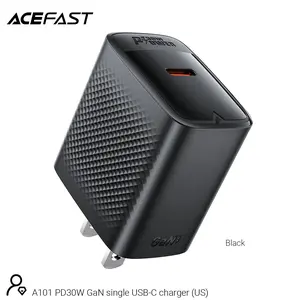 ACEFAST A101 30W PD GaN USB-C Fast Wall Charger - Black High-Power Compact