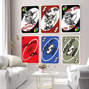 Love You More Uno Reverse Card Posters, Color Retro Printable, Girly Wall Art Valentine's Day Preppy Wall Decor Waterproof Posters A Perfect Gift Idea for New Year Home Decor Illustrations Decoration