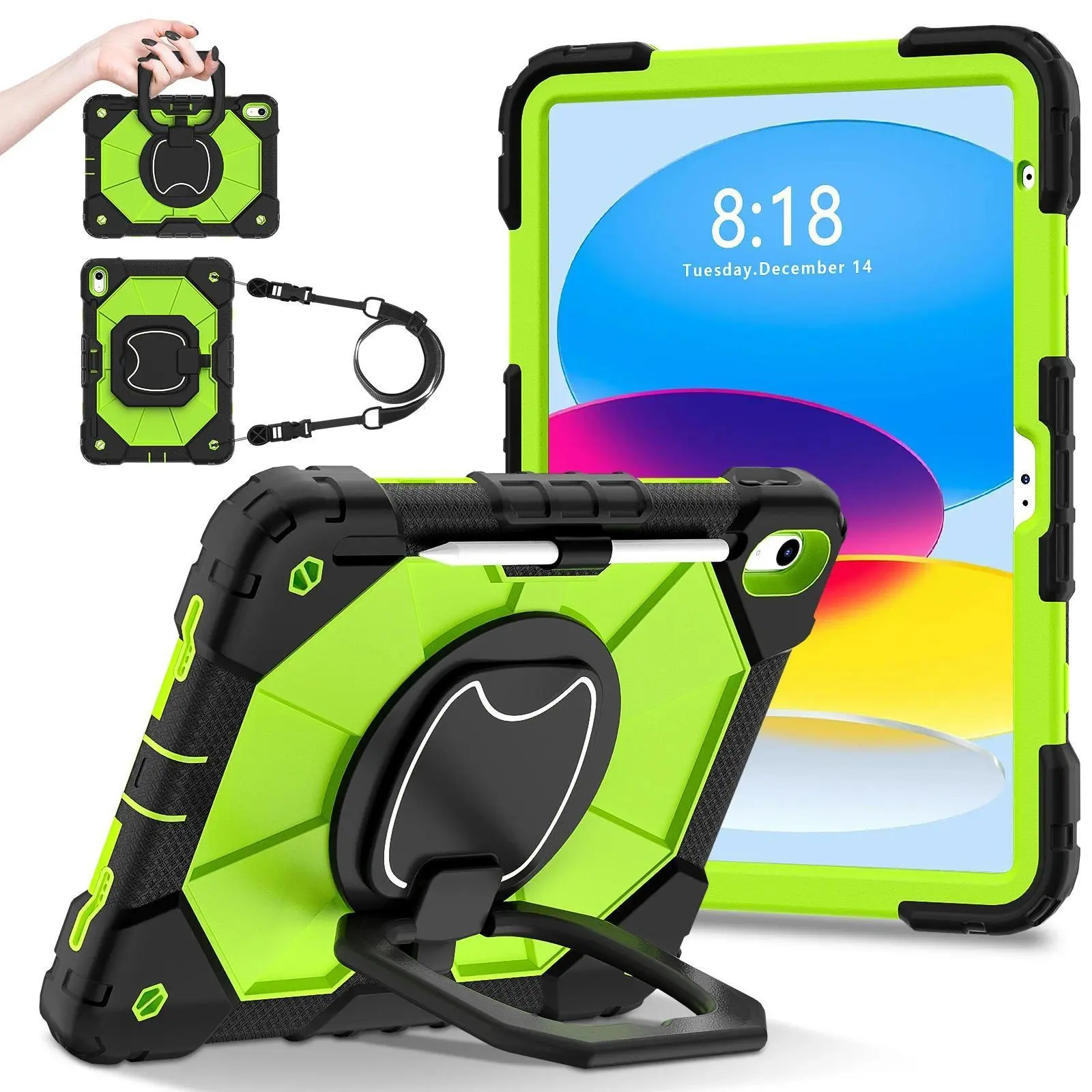 Rugged Armor Durable Kids Tablet Case with Stand - Shockproof Protection Cover for iPad 10th Generation, Air 5/4 (10.9in), Air 11 (2025), 13 (2024), 10.2 inch (7th/8th/9th Gen) Devices, Tablet Accessory
