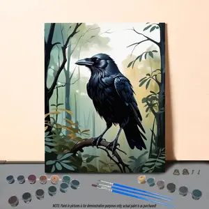 Crow Pattern DIY Painting By Numbers Kit, 1 Set DIY Paint By Numbers Kit without Frame, Wall Art Decoration for Home Living Room Bedroom