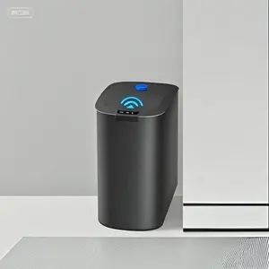 Slim Automatic Trash Can with Motion Sensor, Hands-Free Plastic Garbage Bin for Bathroom, Office, Dorm - Space-Saving Design, Touchless Operation, 2.6 Gallon Capacity (Black)