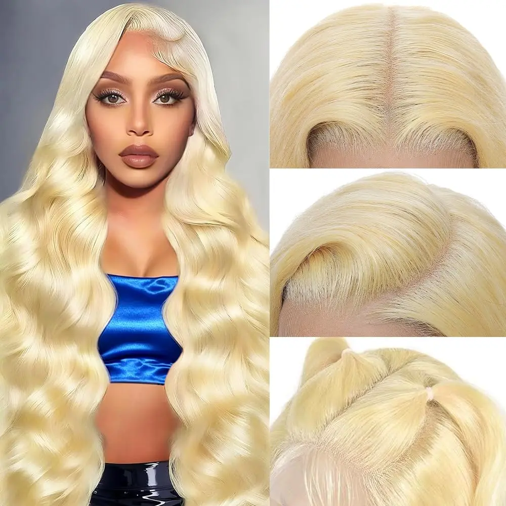 Women's 13×6 HD Lace Front Real Hair Wig - 613 Blonde 100% Human Hair Silky Body Wave, Extra Thick, Pre-Plucked, 3x Lifespan Upgrade, Tangle-Free, Shedding-Free, No Synthetic Blend