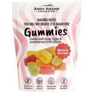 Andy Anand 30 Pc Sugar Free Gummies made with Agar Agar and sweetened with Stevia, Amazing-Delicious Assorted Flavors 7 Oz, Diabetic Friendly Gummies Candy