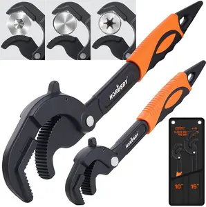 HORUSDY Pipe Wrench Set – 2-Piece Heavy Duty Self-Adjusting Wrenches (10" & 15") for Plumbing, HVAC & Pipe Repair