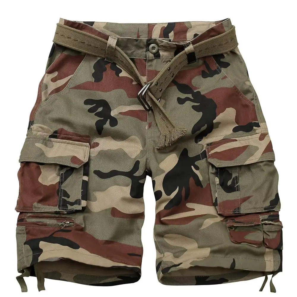 Men's Casual Cargo Shorts Cotton 9 Pocket Work | Relaxed Fit Shorts for men Zipper Pocket for Outdoor and Casual(No Belt)