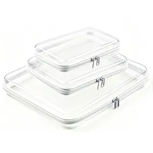 6/3 Pack Clear Hard Shell Zipper Cases, Dustproof PVC Storage Box, Waterproof Toiletry Organizer, Travel Makeup Organizer, Transparent Storage Cases Storage Organizer Set for Bead & Objects, Portable Travel Organizer Containers, Valentine's Day Gifts