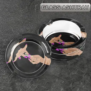 Round Glass Ashtray with Anti-Slip Bottom, Fashion Design, Perfect Gift for Stylish Women or Independent Queens, Desk Decor