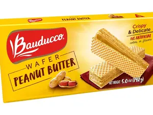 Bauducco Peanut Butter Wafers - Crispy Wafer Cookies With 3 Delicious, Indulgent Decadent Layers of Peanut Butter Flavored Cream - Delicious Sweet Snack or Desert - 5.0 oz (Pack of 1)