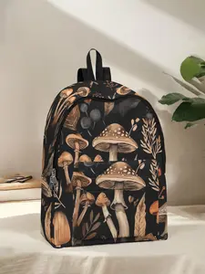 Mushroom Print Backpack, Fun Design, Fashionable Look, Spacious Storage, Ideal for School, Business Trips, Travel