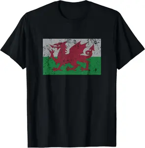 100% Cotton Wales Flag Welsh Dragon Baner Cymru Y Ddraig Goch T Shirt T-Shirt
