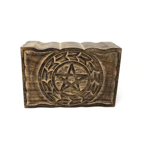 Pentacle Wooden Storage Box – 6×9" Gothic Decor