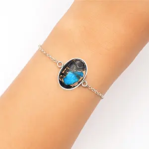 Natural Shell In Black Blue Turquoise Bracelet B-1023 SDB3261